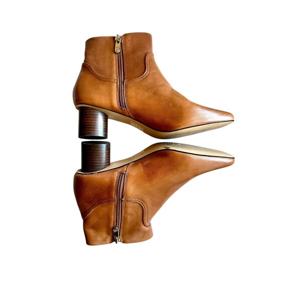 Draper James Bethany Booties Women’s 8 | Cognac Brown Leather Ankle Boots Block - Picture 8 of 10